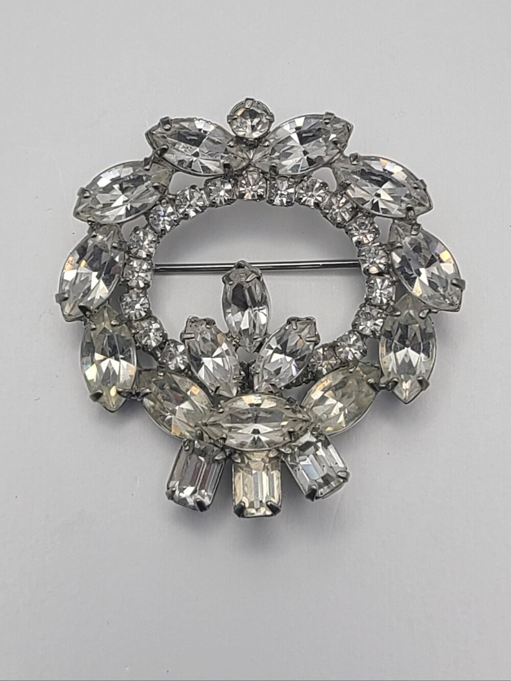 Albert Weiss Clear Crystal Wreath Brooch